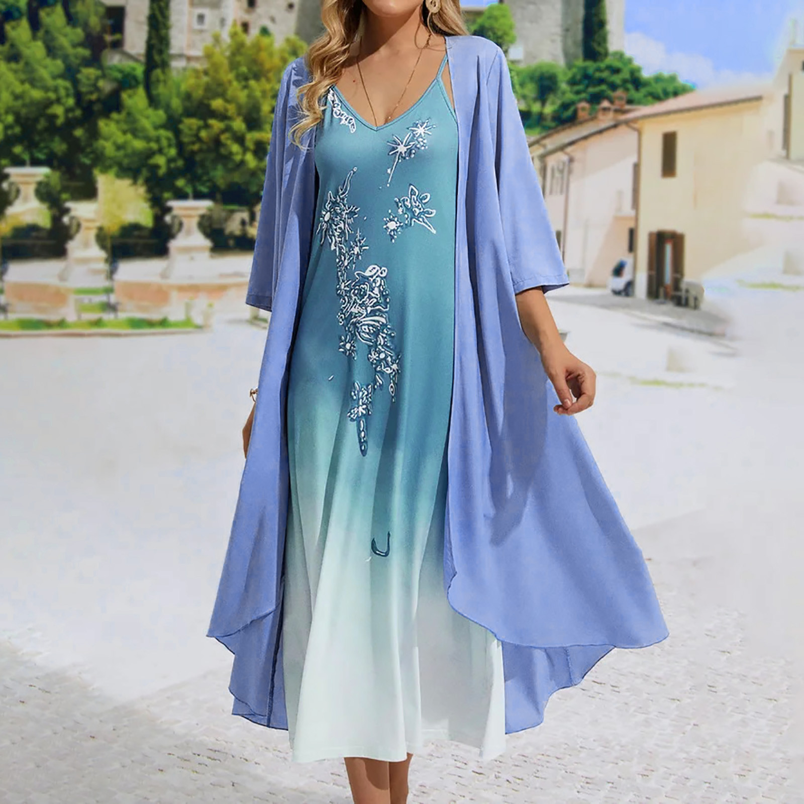 CQCYD Summer Dresses for Women 2023, Women's Printed Sleeveless V